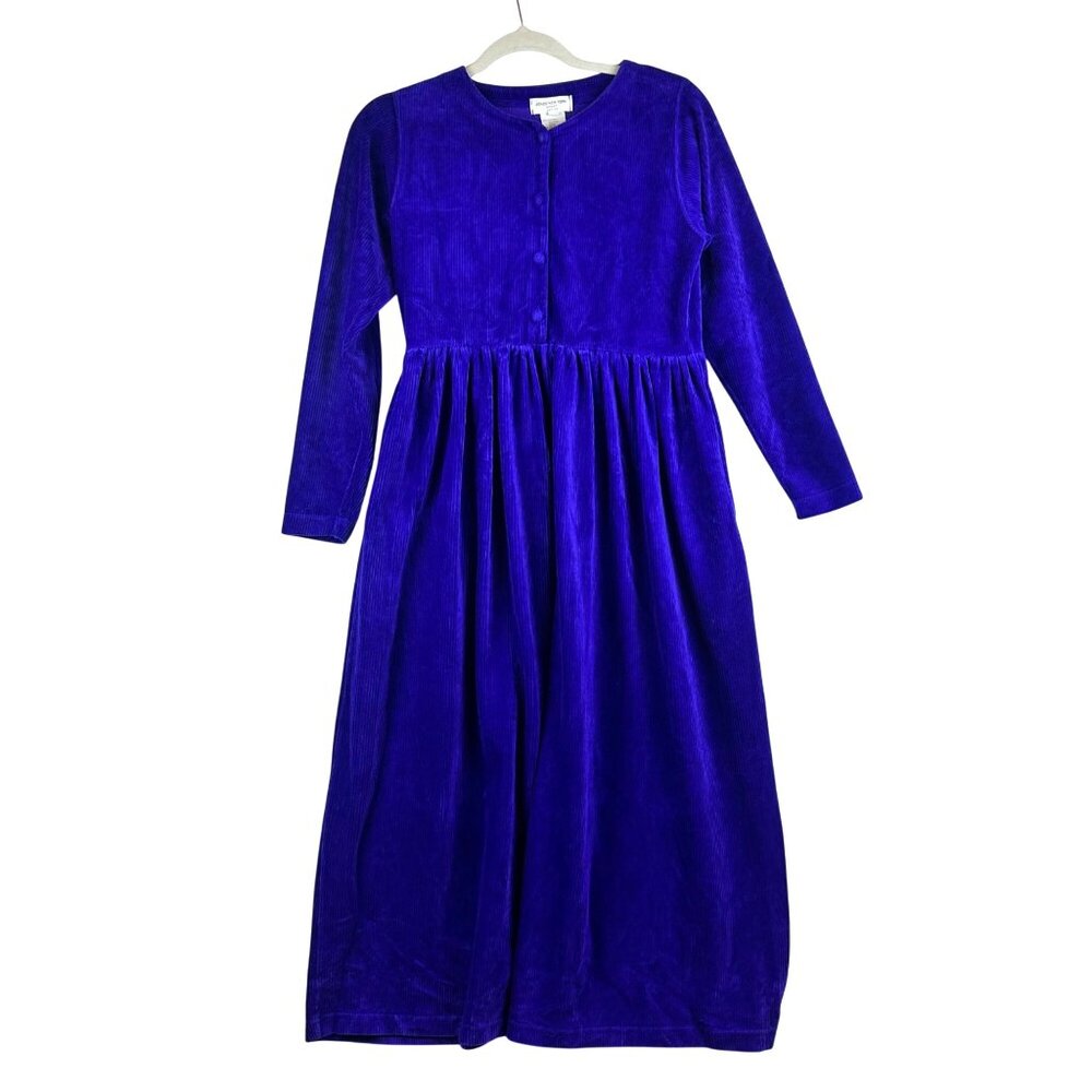 Vintage Jones New York Blue Corduroy Midi Dress Small Preppy Teacher Y2K Cottage